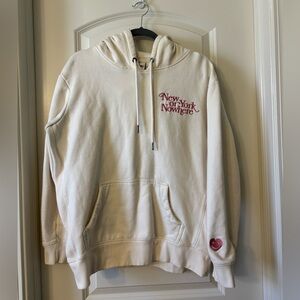 New York or Nowhere Cream Hoodie with pink accents